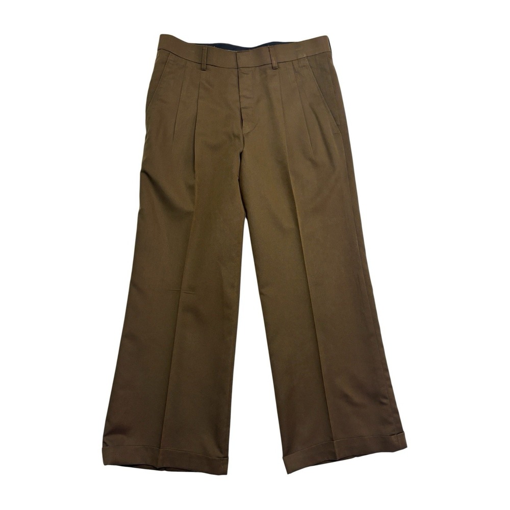 NEW vtg Bespoke Tailored 34x29 Brown Wool Cashmere Pants Trousers Wide Leg Pleat